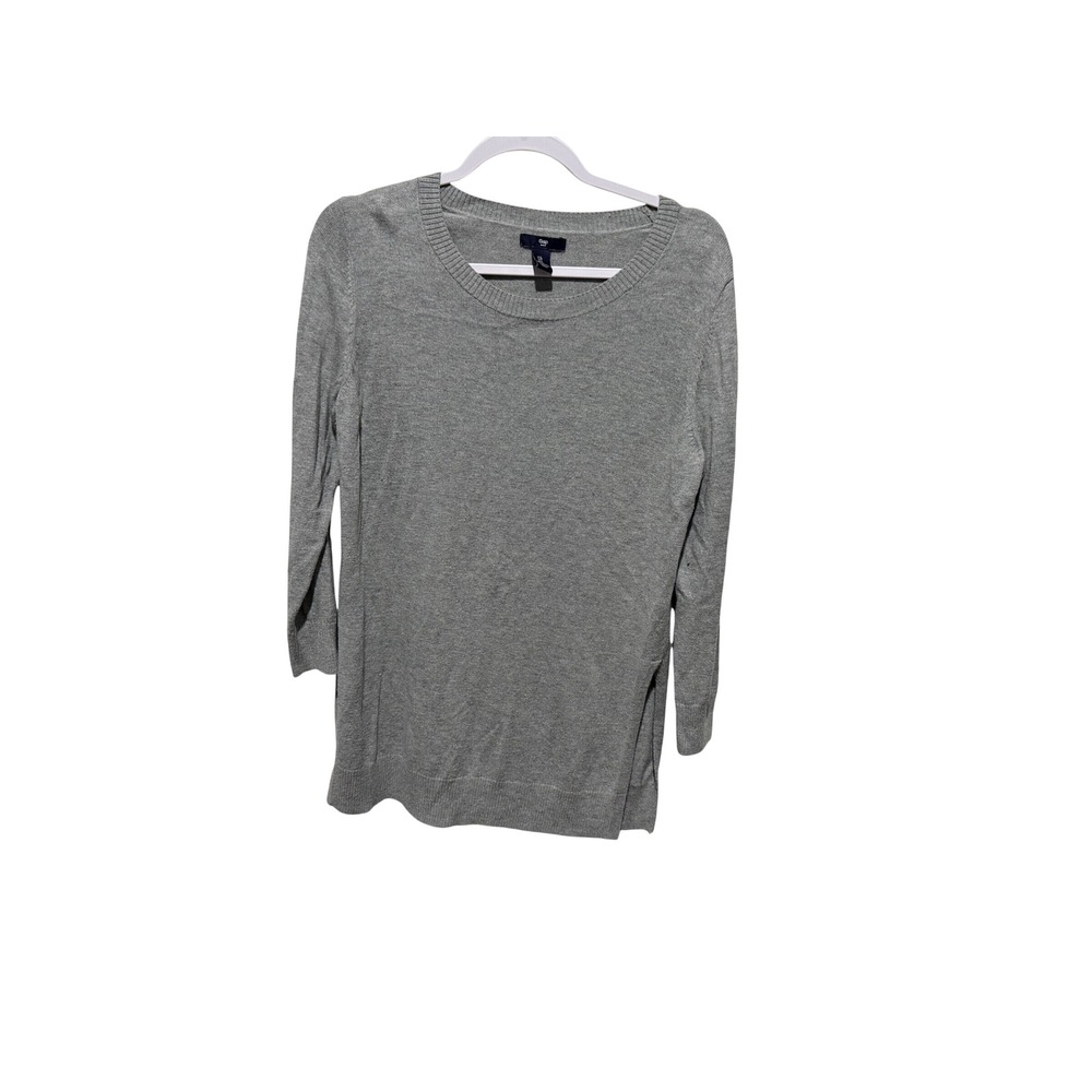 Gap Women's Gray Crew Neck Long Sleeve Cotton Viscose Blend Sweater Size L